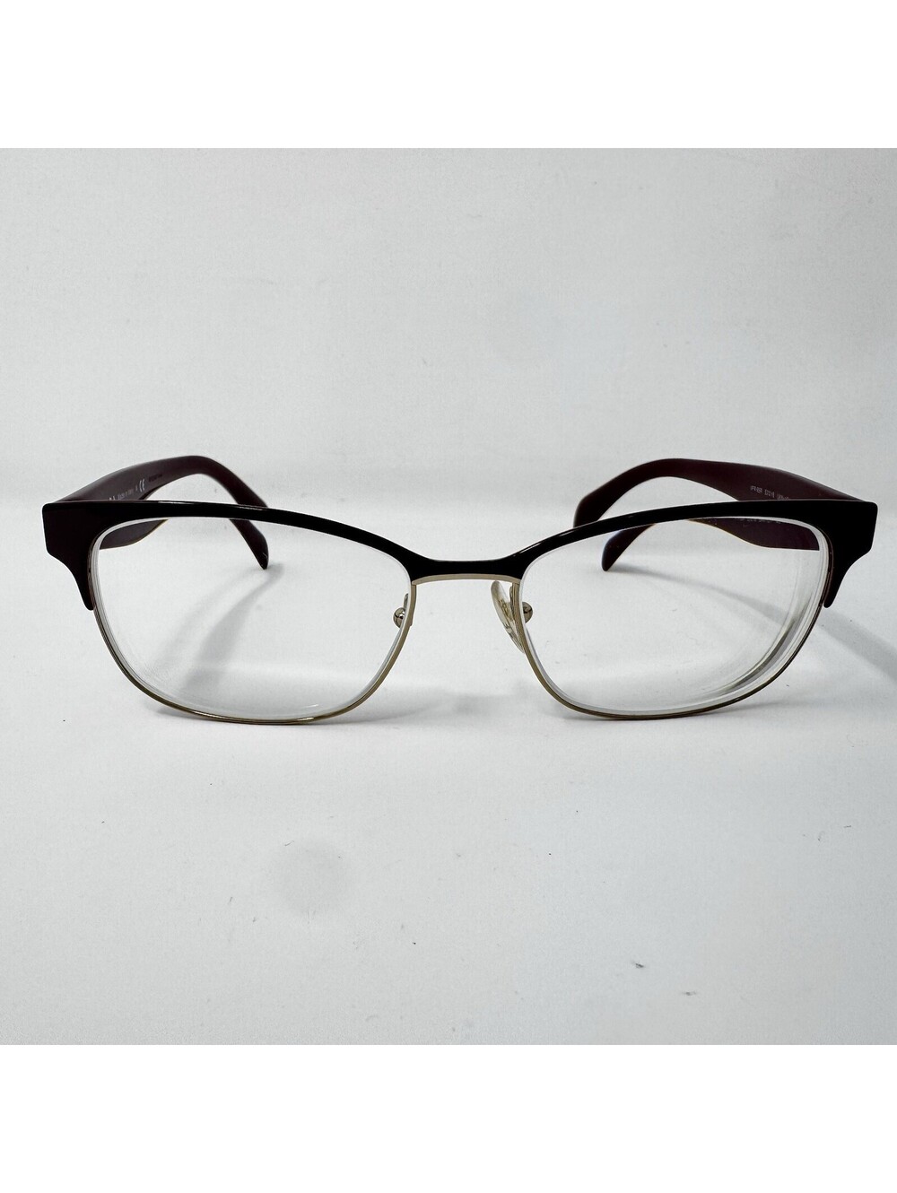 Prada VPR 65R UAN-1O1 Burgundy Gold Eyeglass Frames 53-16-140 Missing Nose Pad